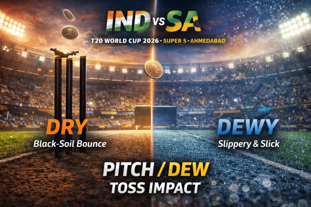 IND vs SA Ahmedabad Pitch Report: Black-Soil Bounce + Dew Factor — Toss Could Decide Everything