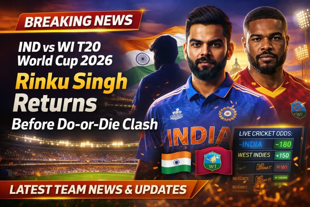Ind Vs Wi T20 World Cup 2026: Rinku Singh Returns Before Do-or-Die Clash — Latest Team News & Updates