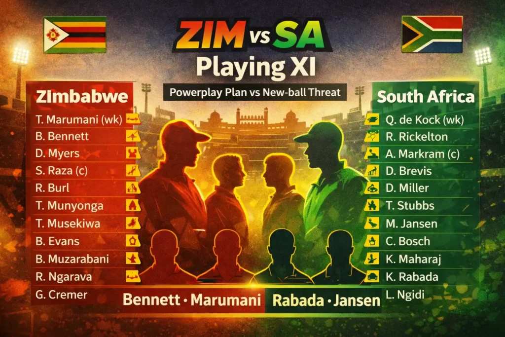 ZIM vs SA T20WC 2026 Playing 11: Bennett–Marumani powerplay plan vs Rabada–Jansen new-ball threat